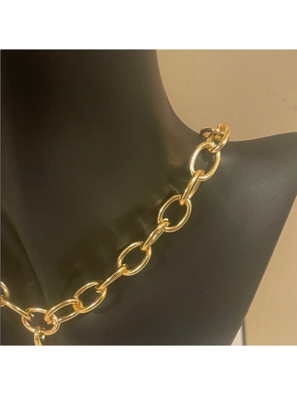 Gold Tone Chunky Chain Necklace with Chanel Number 5 Charm - Picture 2 of 12
